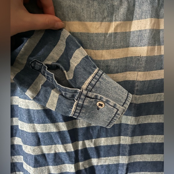 Esprit | Denim Long Sleeve Striped Button Down Shirt | Size Small - Picture 4 of 6